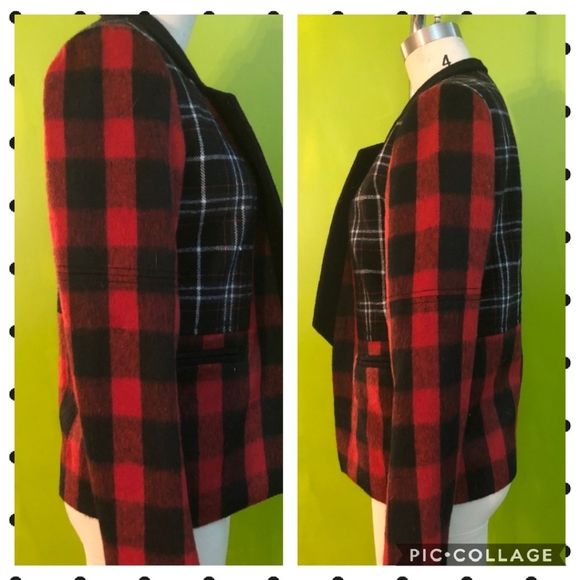 April, May Mixed Plaid Tailored Jacket - Picture 2 of 8